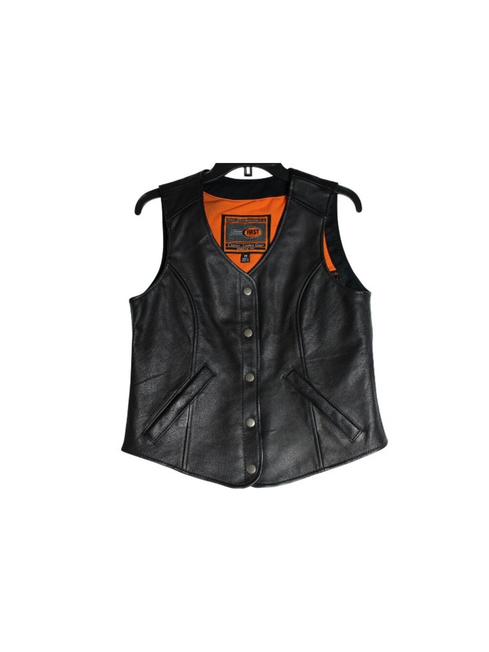 First Classics Leather Gear Black Leather Snap Biker Vest Women's Medium